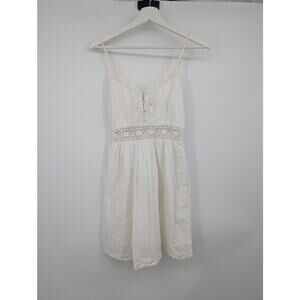 Abercrombie & Fitch White Mini Dress Crochet Cutouts Women S Pockets Festival